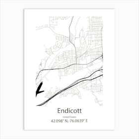 Endicott,United States Minimalist Map Art Print