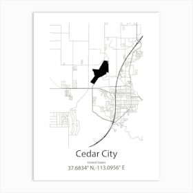 Cedar City,United States Minimalist Map 1 Art Print