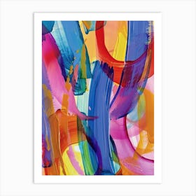 Rainbow Paint Brush Strokes Organic 4 Art Print