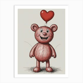 Teddy Bear With Heart Art Print