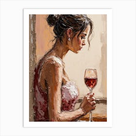 Girl With A Glass Of Wine Art Print