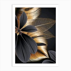 Gold And Black Feathers Art Print