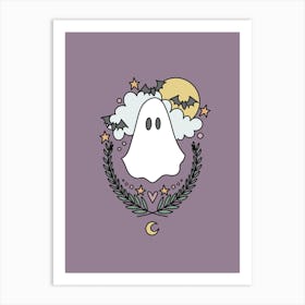 Cute Ghost | Eggplant Purple Art Print