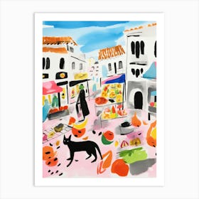 The Food Market In Malaga 1 Illustration Art Print