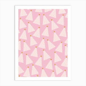 Christmas Tree Pattern Pink Art Print