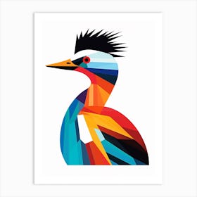 Colourful Geometric Bird Grebe Art Print