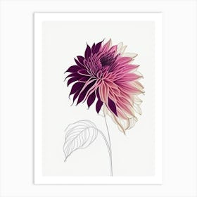 Dahlia Floral Minimal Line Drawing 1 Flower Art Print
