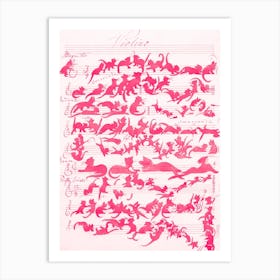 Cat Symphony Pink Art Print
