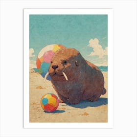 Walrus On The Beach Art Print