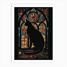 Cat In Stained Glass Window 17 Art Print