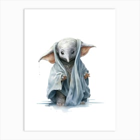 Baby Elephant As A Jedi Watercolour 4 Art Print