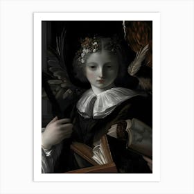 Dark Gothic Angel Holding A Book Art Print