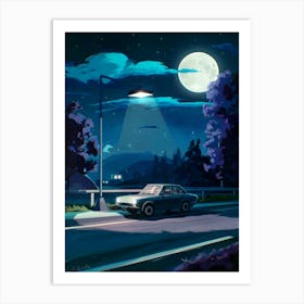 Lofi Art: Car At Night! Art Print