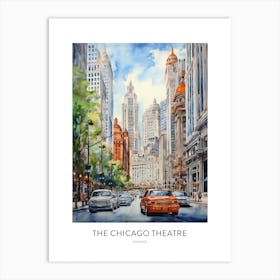 The Chicago Theatre Chicago Watercolour Travel Poster Art Print