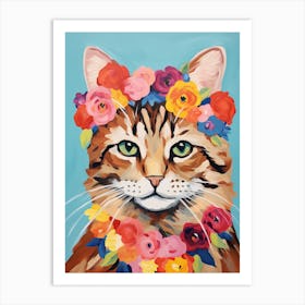 Norwegian Forest Cat With A Flower Crown Painting Matisse Style 4 Art Print