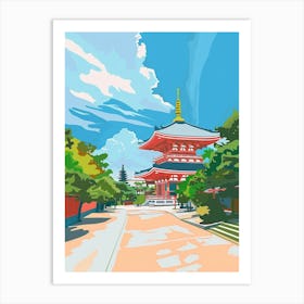 Todai Ji Temple Nara 4 Colourful Illustration Art Print