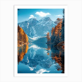 Autumn Trees Reflected In A Lake Art Print