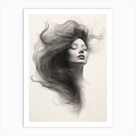 Wavy Hair Fine Line Face 1 Art Print