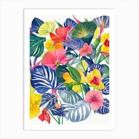 Anthurium Modern Colourful Flower Art Print