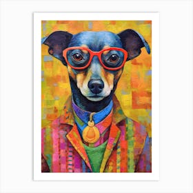 Dogwalk Couture; Canine Fashion In Oil Painting Art Print