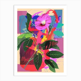 Morning Glory 5 Neon Flower Collage Art Print