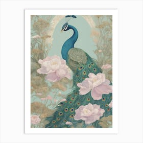 Floral Peacock Art Print