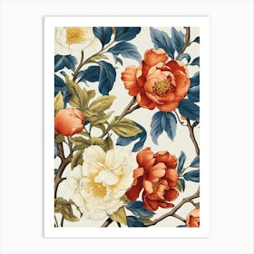 Peony Flowers Wallpaper Art Print