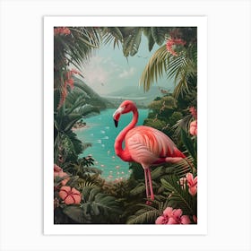 Greater Flamingo Italy Tropical Illustration 2 Art Print