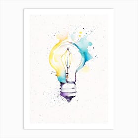 Lightbulb 1 Symbol Minimal Watercolour Art Print