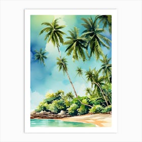 Watercolor Tropical Beach Art Print