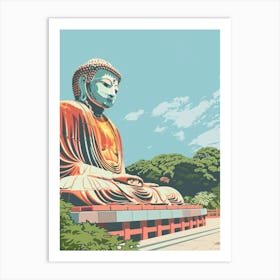 Great Buddha Of Kamakura 1 Colourful Illustration Art Print