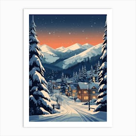 Winter Travel Night Illustration Whistler Canada 2 Art Print