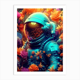 Astronaut In Flowers 2 Art Print