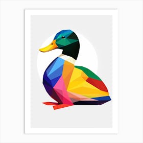 Colourful Geometric Bird Mallard Duck 1 Art Print
