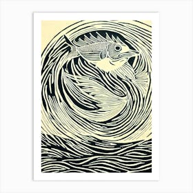 Flying Fish II Linocut Art Print