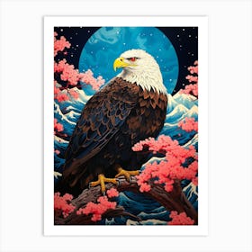 Eagle In Cherry Blossoms Art Print