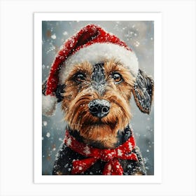 Christmas Airedale 1 Art Print