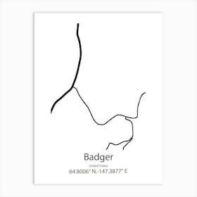 Badger,United States Minimalist Map 1 Art Print