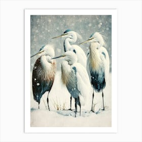 Egrets In Winter Art Print