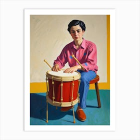 Boy Playing Drum Art Print