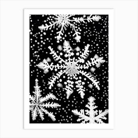 Intricate, Snowflakes, Black & White 3 Art Print