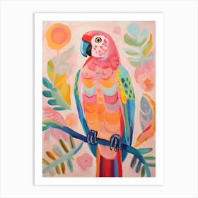 Pink Scandi Parrot 3 Art Print