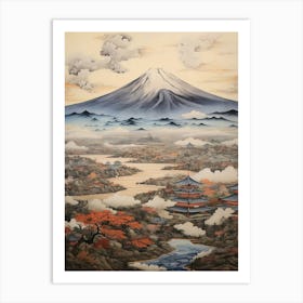 Mountains And Hot Springs Japanese Style Illustration 5 Art Print