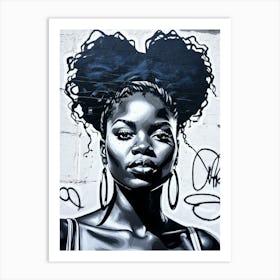 Graffiti Mural Of Beautiful Black Woman 88 Art Print