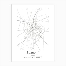 Epanomi,Greece Minimalist Map Art Print