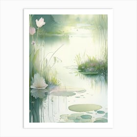 Pond With Lily Pads Water Waterscape Gouache 1 Art Print