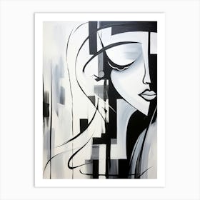 Harmony Abstract Black And White 3 Art Print