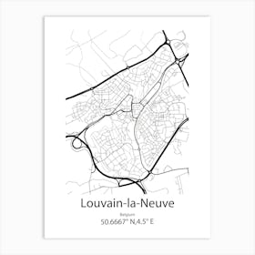 Louvain La Neuve,Belgium Minimalist Map Art Print