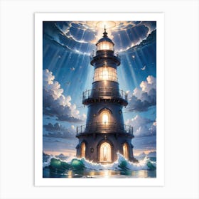 A Lighthouse In The Middle Of The Ocean 59 Art Print