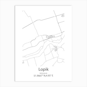 Lopik,Netherlands Minimalist Map Art Print